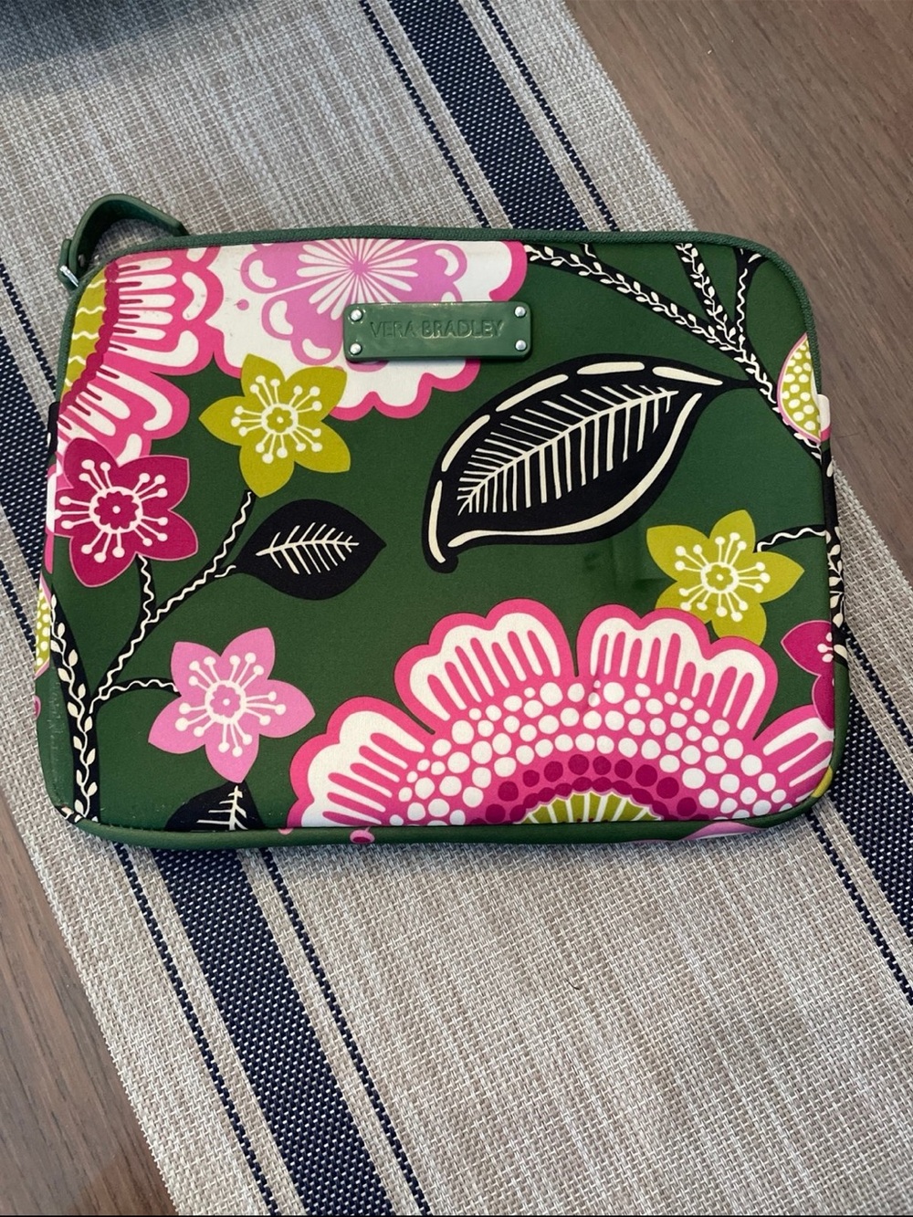 Vera Bradley Green Floral Zip Pouch